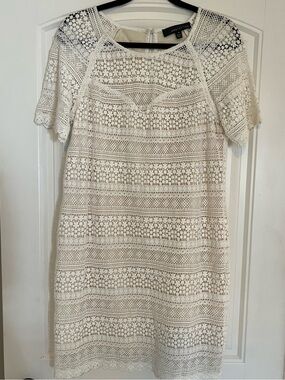 Adelyn Rae Cream Crochet Lace Shift Dress